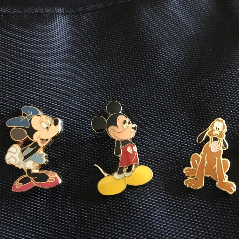 Adorable see of Mickey, Minnie and Pluto mini pins